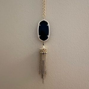 Kendra Scott Rayne Long Tassle Necklace in Opaque Black Glass